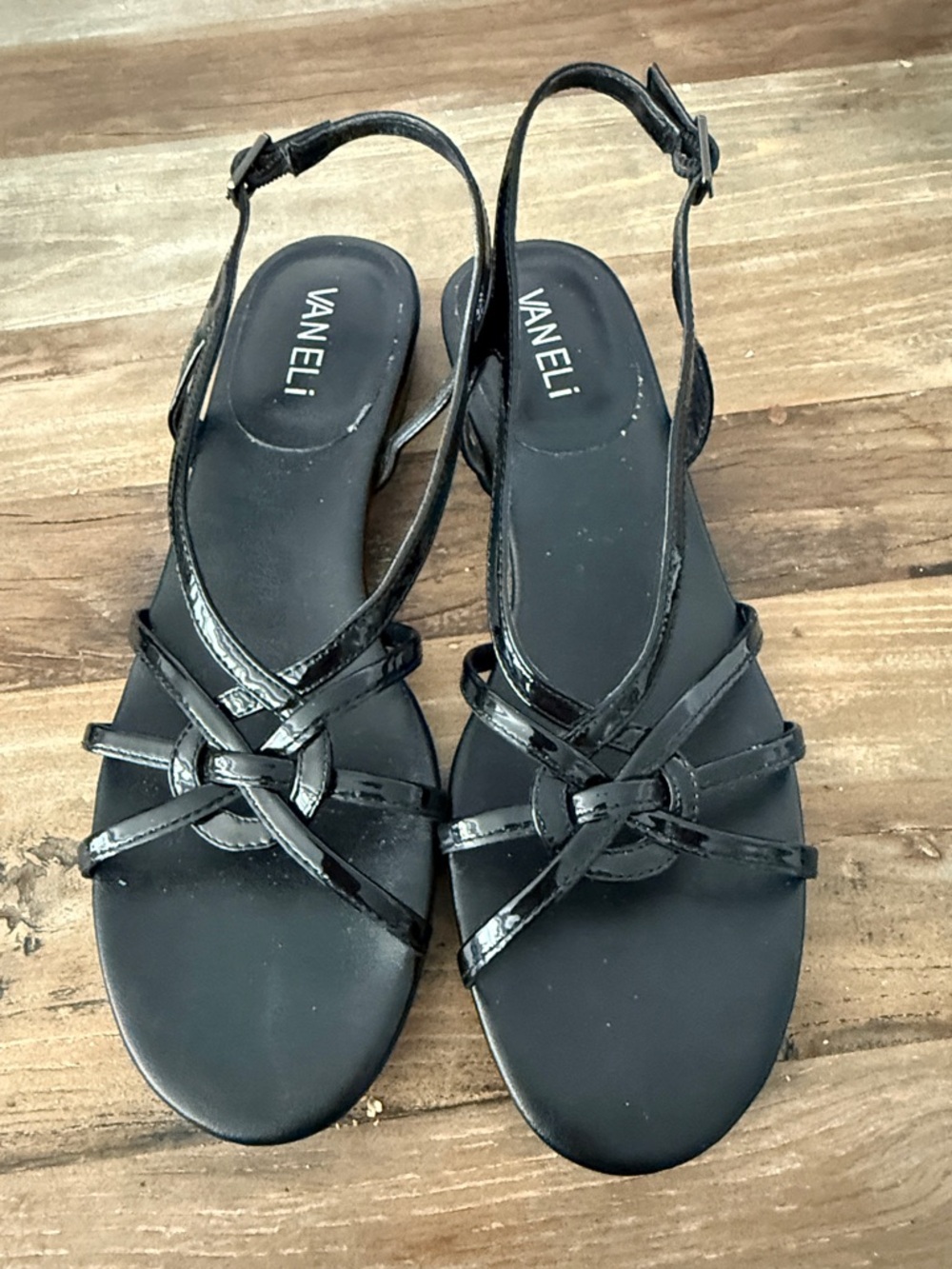 Vaneli Black Knotted Strappy Sling Sandals